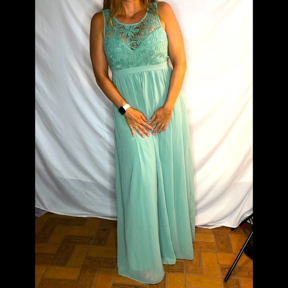 Maniju mint green designer gown L prom gala wedding event party aniversarry - Picture 4 of 10